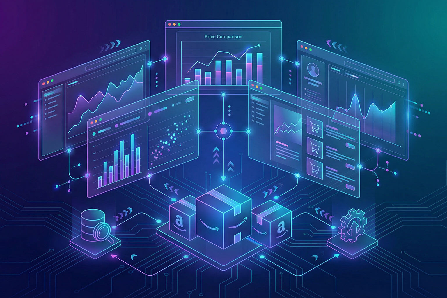 Illustration of data analysis dashboards for e-commerce