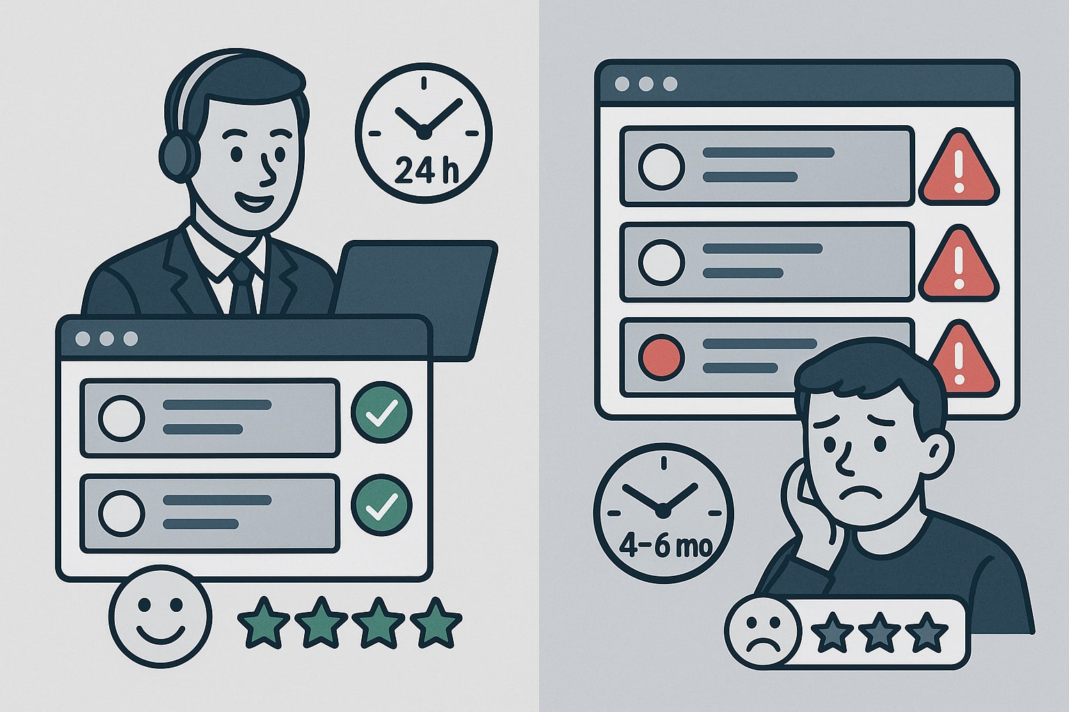 Customer support response time comparison